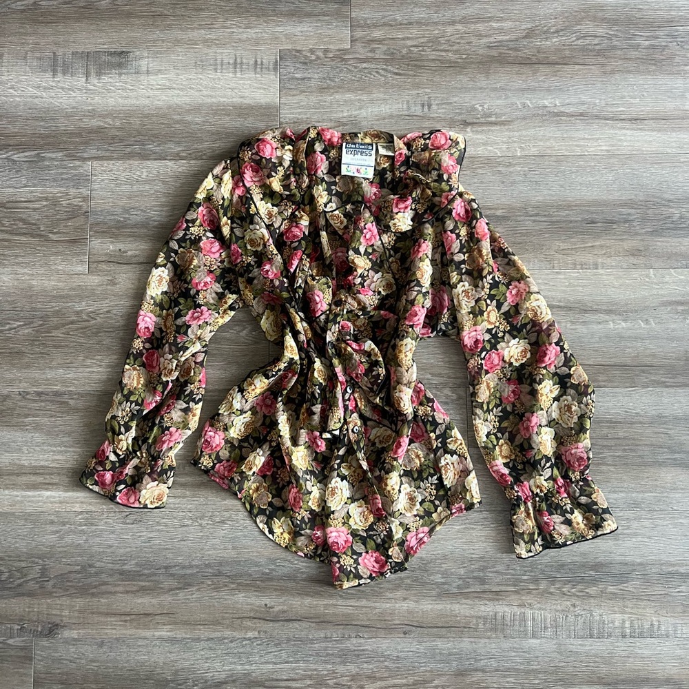 Vintage Floral Button Down Blouse